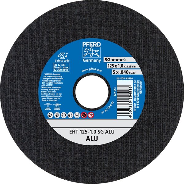 Pferd 5" x .040" Cut-Off Wheel, 7/8" A.H. - SG ALU - Type 1 25PK 63590